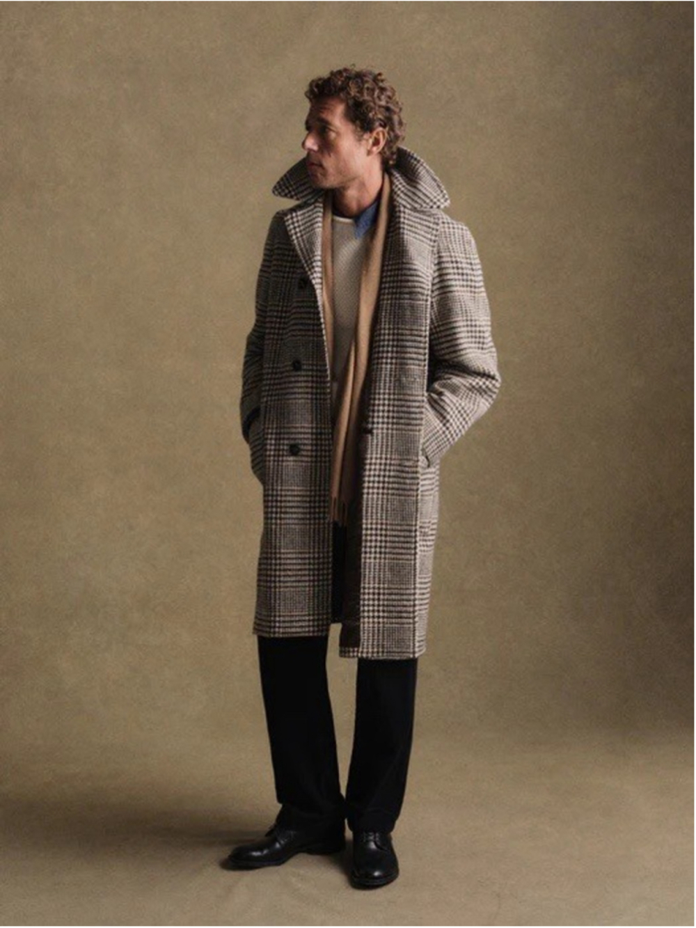 Buck Mason Donegal Tweed Balmacaan Plaid Trench Coat Mens Large